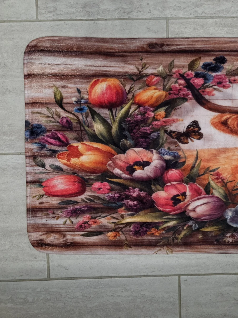 Floral Highland Cow  Memory Foam Mat